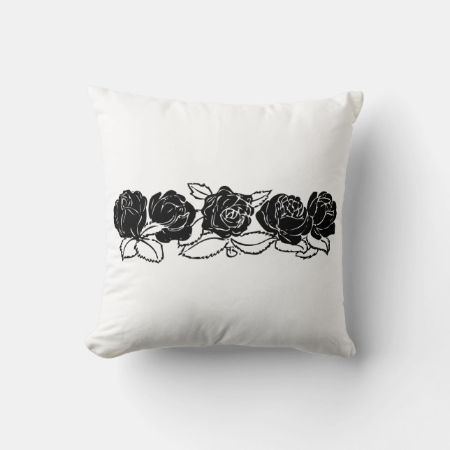 Black Roses Pillow-Reversible-Customizable Throw Pillow (Front)