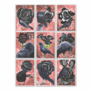 Black roses ravens and crows gothic art collage