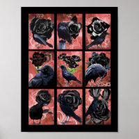 Black roses ravens and crows gothic art collage