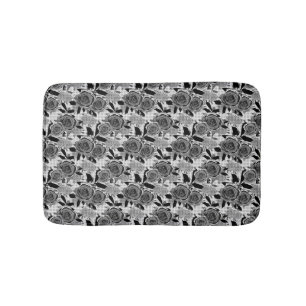 Black roses, roses, black and grey bath mat