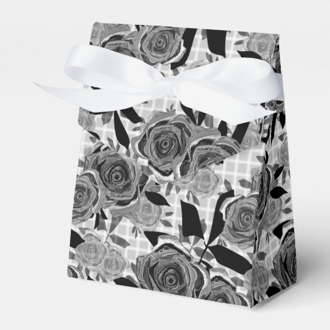 Black roses, roses, black and grey    favor box (Front Side)