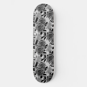 Black roses, roses, black and grey skateboard