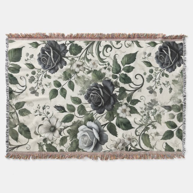 Black roses throw blanket (Front)