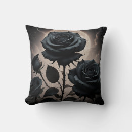 Black Roses Throw Pillow