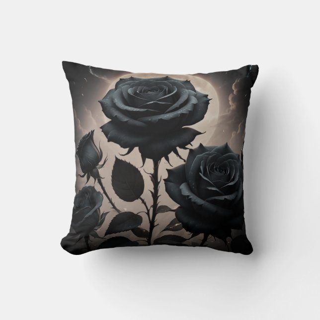Black Roses  Throw Pillow (Front)