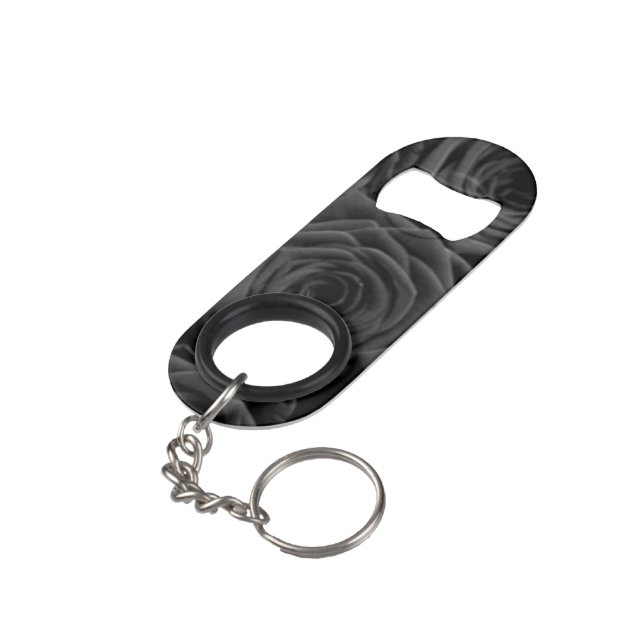 black roses Valentine's Showers Weddings Keychain Bottle Opener (Back Angled)
