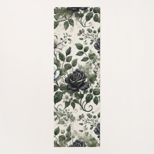 Black roses yoga mat (Back)