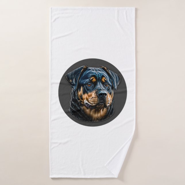 Black Rottweiler Bath Towel (Bath Towel)