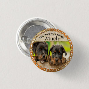 Black Rottweiler cute puppy dogs with sad faces 1 Inch Round Button