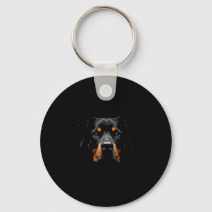 Black Rottweiler Dog Rottie Face _1  Keychain