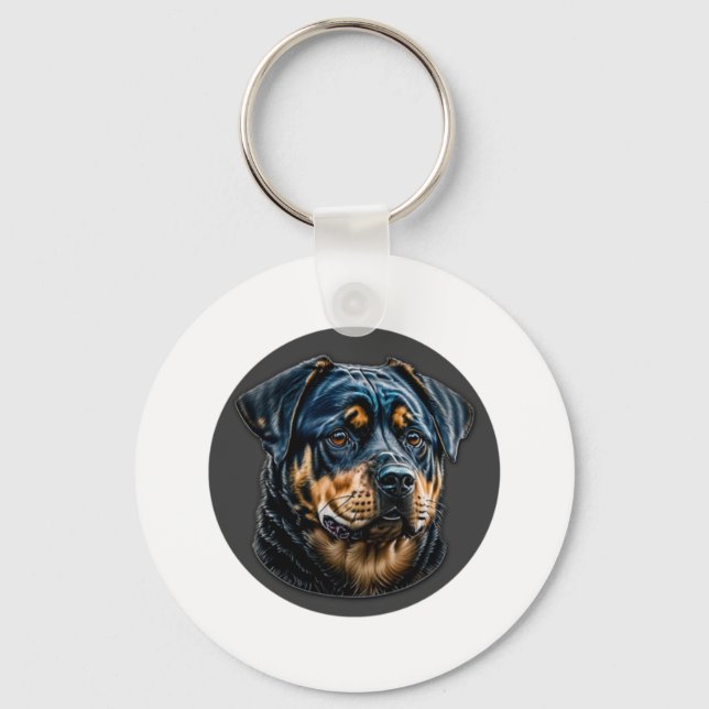 Black Rottweiler Keychain (Front)