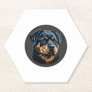 Black Rottweiler Paper Coaster