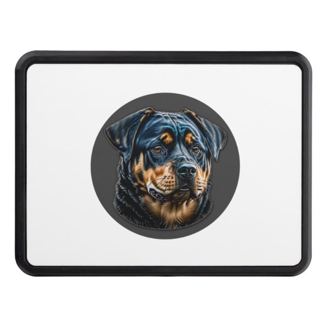 Black Rottweiler Trailer Hitch Cover (Front)