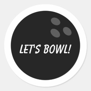 Black round bowling ball stickers with custom text