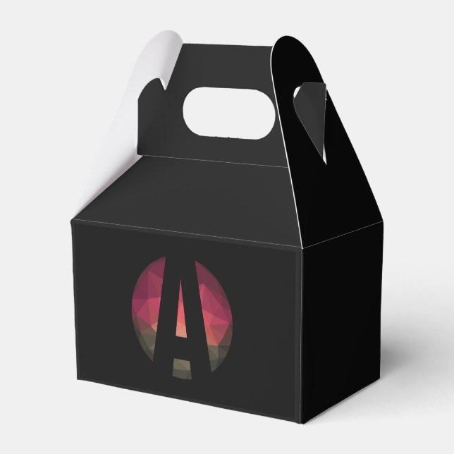 Black round monogram logo design  favor box (Front Side)