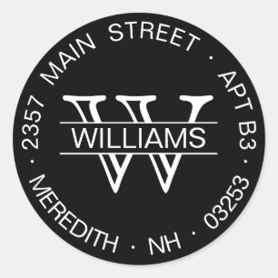 Black Round Return Address Label TEMPLATE