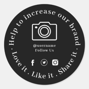 Black Round Sticker   Custom Social Media Business