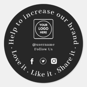 Black Round Sticker   Custom Social Media Business