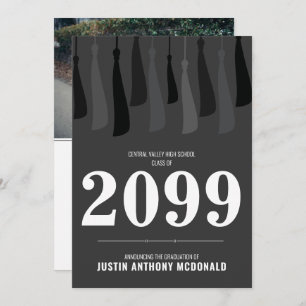 Black Row of Tassels Photo Graduation Invitation