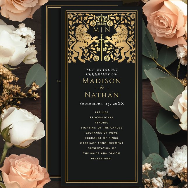 Black Royal Lion Médiéval Programme de mariage d'é (Créateur téléchargé)