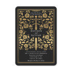 Black Royal Medieval Gold Sword Wedding Invitation