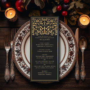 Black Royal Medieval Sword Wedding Flat Menu