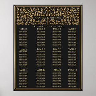 Black Royal Medieval Sword Wedding Seating Chart