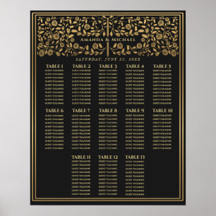 Black Royal Medieval Sword Wedding Seating Chart