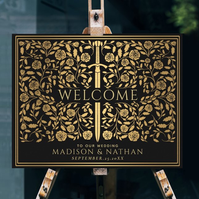 Black Royal Medieval Sword Wedding Welcome Sign (Creator Uploaded)