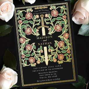 Black Royal Sword Floral Medieval Fantasy Wedding