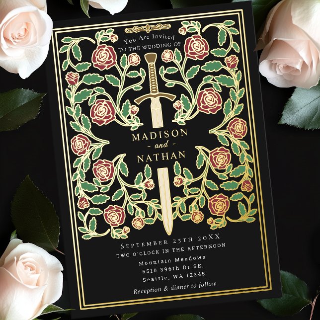 Black Royal Sword Floral Medieval Fantasy Wedding  (Creator Uploaded)