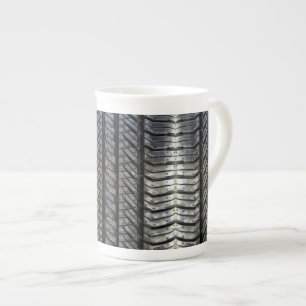Black Rubber Tire Thread Texture Design Bone China Mug