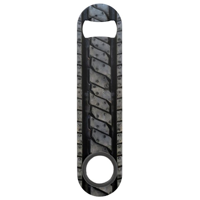Black Rubber Tire Thread Texture Design Speed Bottle Opener (Front)