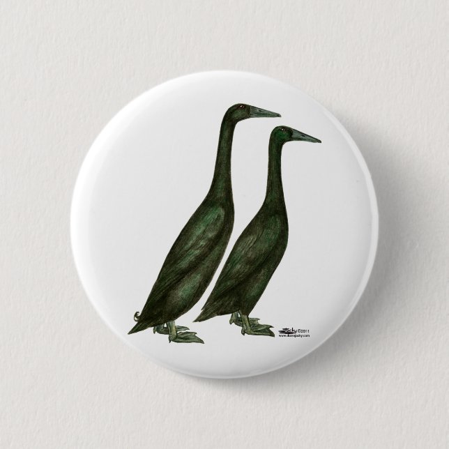 Black Runner Ducks 2 Inch Round Button (Front)