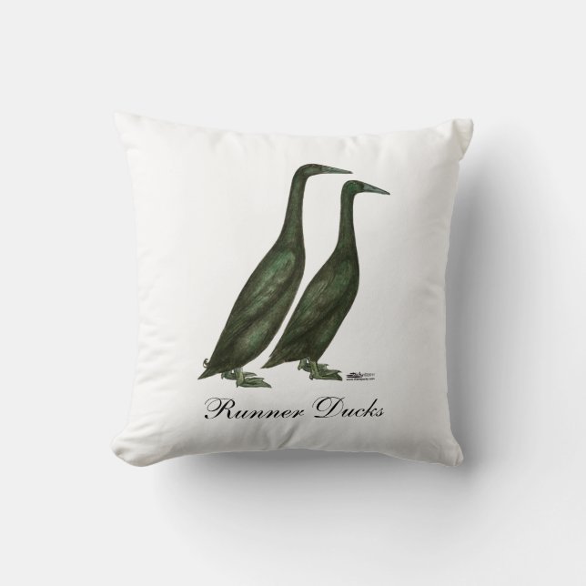 Black Runner Ducks Throw Pillow (Front)