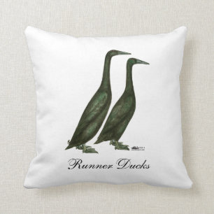 Black Runner Ducks Throw Pillow