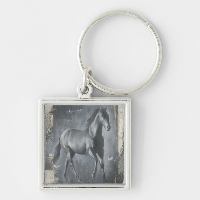 Black Running Stallion Keychain (Front)