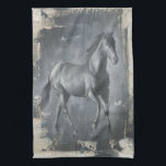 Black Running Stallion Kitchen Towel<br><div class="desc">This painting by Ethan Harper is captivating. He captured the beauty of the stallion associated with two simple colours: black and beige. This contemporary fine art print of a black running stallion will add character to any living room,  dining room or bedroom.</div>