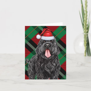Black Russian Terrier Dog Christmas Holiday Plaid Card