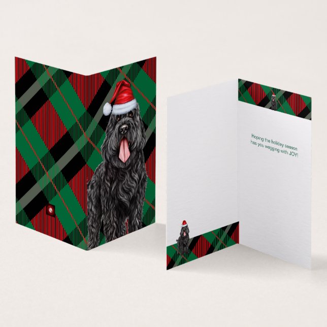 Black Russian Terrier Dog Holiday Plaid Christmas (Inside and Outside)
