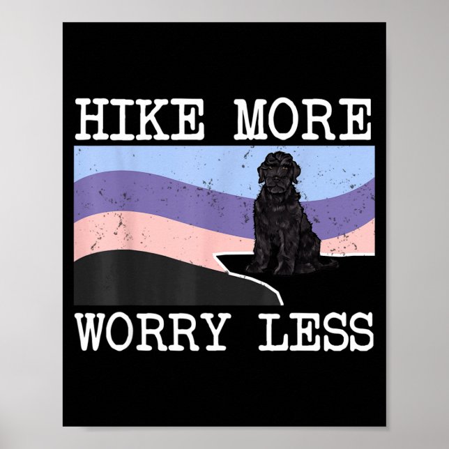 Black russian terrier hike more worry less graphic poster (Front)