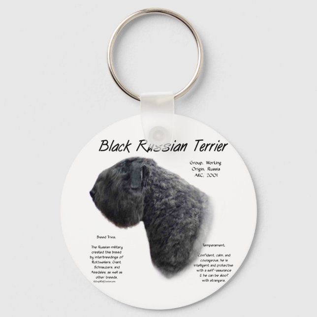 Black Russian Terrier History Design Keychain (Front)