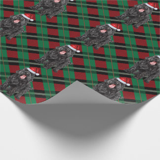 Black Russian Terrier Holiday Plaid Christmas Wrapping Paper