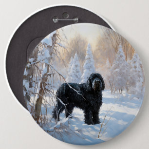 Black Russian Terrier Let It Snow Christmas 6 Inch Round Button