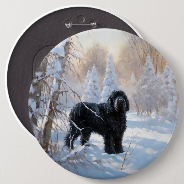 Black Russian Terrier Let It Snow Christmas  6 Inch Round Button (Front & Back)