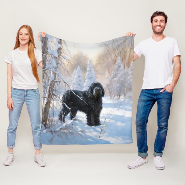 Black Russian Terrier Let It Snow Christmas  Fleece Blanket (In Situ)