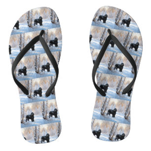 Black Russian Terrier Let It Snow Christmas Flip Flops