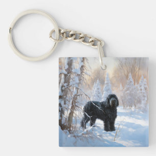 Black Russian Terrier Let It Snow Christmas  Keychain
