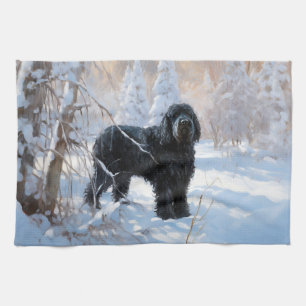 Black Russian Terrier Let It Snow Christmas Kitchen Towel