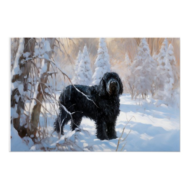 Black Russian Terrier Let It Snow Christmas  Poster (Front)